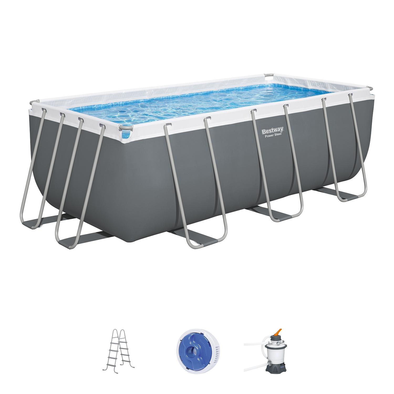 Каркасный бассейн Bestway 56457 BW, Power Steel 412х201х122см, 8124л, песочный фильтр-насос, лестница фото 2